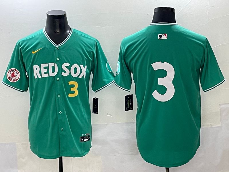 Men 2025 Boston Red Sox #3 No Name Green Joint Name Nike MLB Jersey style 7